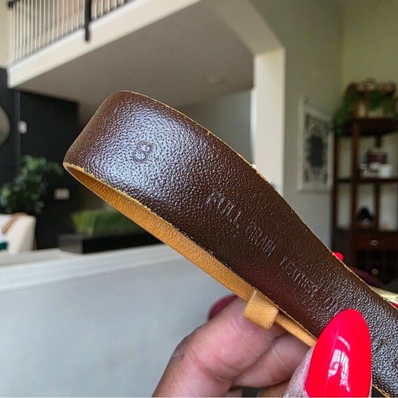 Vintage H Leather Gold Bubble Buckle Tan Belt Capsule Logo “H” Sz 8 main image 6
